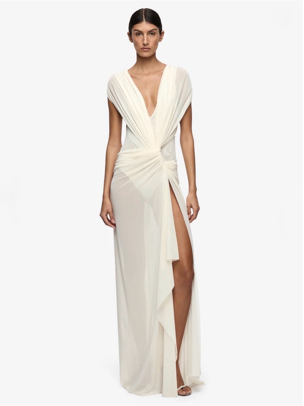 BEC + BRIDGE DRAPED V-NECK GOWN
